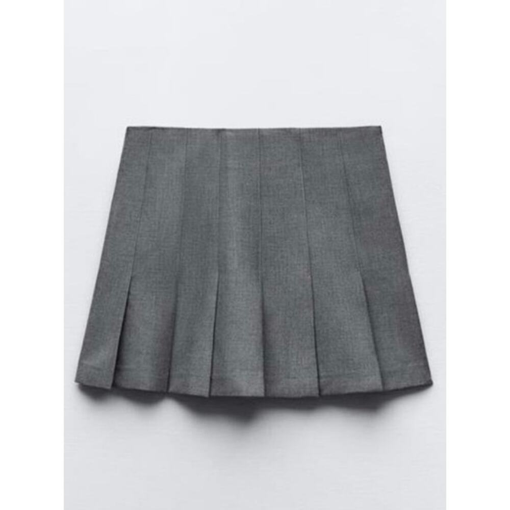 Zara Gray Box Pleat Mini Skirt - Picture 5 of 7